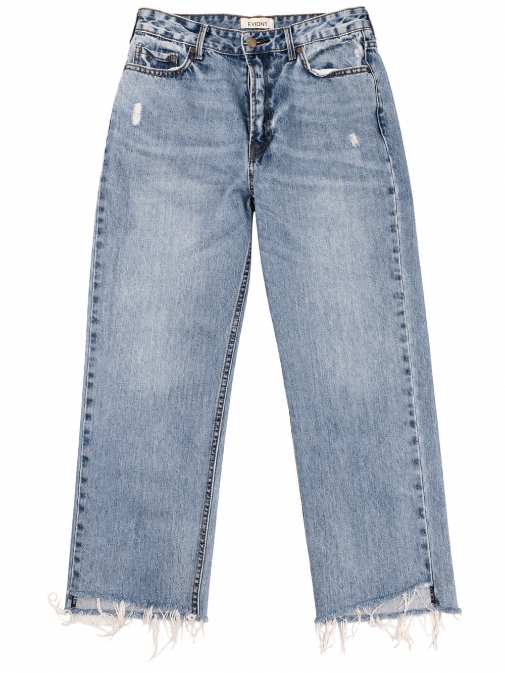 Evidnt Light Blue Straight-Leg Jeans with Frayed Hem